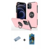MARSİLYAN™- iPhone 12 Pro Max Kılıf Odak Form Prime - Siyah 18D Cam Ekran Koruyucu + Shine Kamera Lens Koruma Cam - MI