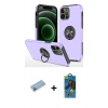MARSİLYAN™- iPhone 12 Pro Max Kılıf Odak Form Prime - Siyah 18D Cam Ekran Koruyucu + Shine Kamera Lens Koruma Cam - MI