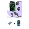 MARSİLYAN™- iPhone 12 Pro Max Kılıf Odak Form Prime - Siyah 18D Cam Ekran Koruyucu + Shine Kamera Lens Koruma Cam - PE