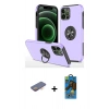 MARSİLYAN™- iPhone 12 Pro Max Kılıf Odak Form Prime - Siyah 18D Cam Ekran Koruyucu + Renkli Kamera Lens Koruma Cam - TU