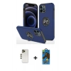 MARSİLYAN™- iPhone 12 Pro Max Kılıf Odak Form Prime - Siyah 18D Cam Ekran Koruyucu + Shine Kamera Lens - GD