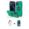 MARSİLYAN™- iPhone 12 Pro Max Kılıf Odak Form Prime - Siyah 18D Cam Ekran Koruyucu + Shine Kamera Lens - GD