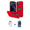 MARSİLYAN™- iPhone 12 Pro Max Kılıf Odak Form Prime - Siyah 18D Cam Ekran Koruyucu + Shine Kamera Lens - GD