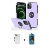 MARSİLYAN™- iPhone 12 Pro Max Kılıf Odak Form Prime - Siyah 18D Cam Ekran Koruyucu + Shine Kamera Lens - GD