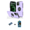 MARSİLYAN™- iPhone 12 Pro Max Kılıf Odak Form Prime - Siyah 18D Cam Ekran Koruyucu + Shine Kamera Lens Koruma Cam - GD