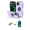 MARSİLYAN™- iPhone 12 Pro Max Kılıf Odak Form Prime - Siyah 18D Cam Ekran Koruyucu + Shine Kamera Lens Koruma Cam - SABE
