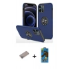 MARSİLYAN™- iPhone 12 Pro Max Kılıf Odak Form Prime - Siyah 18D Cam Ekran Koruyucu + Shine Kamera Lens Koruma Cam - SABE
