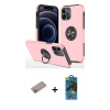 MARSİLYAN™- iPhone 12 Pro Max Kılıf Odak Form Prime - Siyah 18D Cam Ekran Koruyucu + Shine Kamera Lens Koruma Cam - SABE