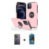 MARSİLYAN™- iPhone 12 Pro Max Kılıf Odak Form Prime - Siyah 18D Cam Ekran Koruyucu + Neon Fosforlu Kamera Lens - YL