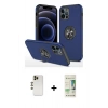 MARSİLYAN™- iPhone 12 Pro Max Kılıf Odak Form Prime - Siyah 20D Premium Cam Ekran Koruyucu + Shine Kamera Lens - GD