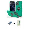 MARSİLYAN™- iPhone 12 Pro Max Kılıf Odak Form Prime - Siyah 20D Premium Cam Ekran Koruyucu + Gold Shine Kamera Lens Koruma Cam