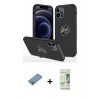 MARSİLYAN™- iPhone 12 Pro Max Kılıf Odak Form Prime - Siyah 20D Premium Cam Ekran Koruyucu + Shine Kamera Lens Koruma Cam - GI