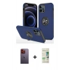 MARSİLYAN™- iPhone 12 Pro Max Kılıf Odak Form Prime - Siyah 20D Premium Cam Ekran Koruyucu + Turuncu Neon Fosforlu Kamera Lens