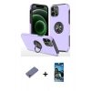 MARSİLYAN™- iPhone 12 Pro Max Kılıf Odak Form Prime - Siyah 34D Izgaralı Cam + Gold Metal Kamera Lens Koruma Cam