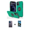 MARSİLYAN™- iPhone 12 Pro Max Kılıf Odak Form Prime - Siyah 34D Izgaralı Cam + Neon Fosforlu Kamera Lens - MI