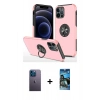 MARSİLYAN™- iPhone 12 Pro Max Kılıf Odak Form Prime - Siyah 34D Izgaralı Cam + Neon Fosforlu Kamera Lens - MI