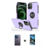 MARSİLYAN™- iPhone 12 Pro Max Kılıf Odak Form Prime - Siyah 34D Izgaralı Cam + Neon Fosforlu Kamera Lens - MI