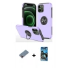 MARSİLYAN™- iPhone 12 Pro Max Kılıf Odak Form Prime - Siyah 34D Izgaralı Cam + Metal Kamera Lens Koruma Cam - KI