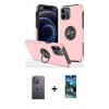 MARSİLYAN™- iPhone 12 Pro Max Kılıf Odak Form Prime - Siyah 34D Izgaralı Cam + Neon Fosforlu Kamera Lens - BZ