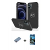 MARSİLYAN™- iPhone 12 Pro Max Kılıf Odak Form Prime - Siyah 34D Izgaralı Cam + Pembe Shine Kamera Lens Koruma Cam
