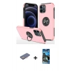 MARSİLYAN™- iPhone 12 Pro Max Kılıf Odak Form Prime - Siyah 34D Izgaralı Cam + Renkli Kamera Lens Koruma Cam - PE