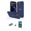 MARSİLYAN™- iPhone 12 Pro Max Kılıf Odak Form Prime - Siyah 34D Izgaralı Cam + Renkli Kamera Lens Koruma Cam - MI