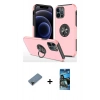 MARSİLYAN™- iPhone 12 Pro Max Kılıf Odak Form Prime - Siyah 34D Izgaralı Cam + Shine Kamera Lens Koruma Cam - SH