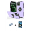 MARSİLYAN™- iPhone 12 Pro Max Kılıf Odak Form Prime - Siyah 34D Izgaralı Cam + Shine Kamera Lens Koruma Cam - MI