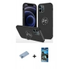 MARSİLYAN™- iPhone 12 Pro Max Kılıf Odak Form Prime - Siyah 34D Izgaralı Cam + Shine Kamera Lens Koruma Cam - MI