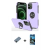 MARSİLYAN™- iPhone 12 Pro Max Kılıf Odak Form Prime - Siyah 34D Izgaralı Cam + Shine Kamera Lens Koruma Cam - SH