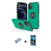 MARSİLYAN™- iPhone 12 Pro Max Kılıf Odak Form Prime - Siyah 34D Izgaralı Cam + Shine Kamera Lens Koruma Cam - MI