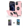 MARSİLYAN™- iPhone 12 Pro Max Kılıf Odak Form Prime - Siyah 34D Izgaralı Cam + Neon Fosforlu Kamera Lens - YL