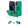 MARSİLYAN™- iPhone 12 Pro Max Kılıf Odak Form Prime - Siyah 3D Antistatik Cam Ekran Koruyucu + Metal Kamera Lens Koruma Cam - KI