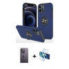 MARSİLYAN™- iPhone 12 Pro Max Kılıf Odak Form Prime - Siyah 3D Antistatik Cam Ekran Koruyucu + Neon Fosforlu Kamera Lens - BZ