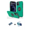 MARSİLYAN™- iPhone 12 Pro Max Kılıf Odak Form Prime - Siyah 3D Antistatik Cam Ekran Koruyucu + Shine Kamera Lens Koruma Cam - GD