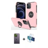 MARSİLYAN™- iPhone 12 Pro Max Kılıf Odak Form Prime - Siyah 3D Antistatik Cam Ekran Koruyucu + Neon Fosforlu Kamera Lens - YL