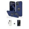 MARSİLYAN™- iPhone 12 Pro Max Kılıf Odak Form Prime - Siyah 3D Antistatik Hayalet Cam Ekran Koruyucu + Shine Kamera Lens - GD