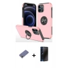 MARSİLYAN™- iPhone 12 Pro Max Kılıf Odak Form Prime - Siyah 3D Antistatik Hayalet Cam Ekran Koruyucu + Metal Kamera Lens Koruma Cam - GD