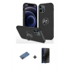 MARSİLYAN™- iPhone 12 Pro Max Kılıf Odak Form Prime - Siyah 3D Antistatik Hayalet Cam Ekran Koruyucu + Shine Kamera Lens Koruma Cam - GD