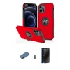 MARSİLYAN™- iPhone 12 Pro Max Kılıf Odak Form Prime - Siyah 3D Antistatik Hayalet Cam Ekran Koruyucu + Shine Kamera Lens Koruma Cam - GD