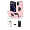 MARSİLYAN™- iPhone 12 Pro Max Kılıf Odak Form Prime - Siyah 3D Antistatik Hayalet Cam Ekran Koruyucu + Shine Kamera Lens - GD