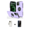 MARSİLYAN™- iPhone 12 Pro Max Kılıf Odak Form Prime - Siyah 3D Antistatik Hayalet Cam Ekran Koruyucu + Shine Kamera Lens - GD