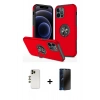 MARSİLYAN™- iPhone 12 Pro Max Kılıf Odak Form Prime - Siyah 3D Antistatik Hayalet Cam Ekran Koruyucu + Shine Kamera Lens - GD