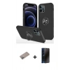 MARSİLYAN™- iPhone 12 Pro Max Kılıf Odak Form Prime - Siyah 3D Antistatik Hayalet Cam Ekran Koruyucu + Shine Kamera Lens Koruma Cam - SABE