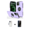 MARSİLYAN™- iPhone 12 Pro Max Kılıf Odak Form Prime - Siyah 3D Antistatik Hayalet Cam Ekran Koruyucu + Shine Kamera Lens - LT