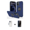 MARSİLYAN™- iPhone 12 Pro Max Kılıf Odak Form Prime - Siyah 3D Antistatik Hayalet Cam Ekran Koruyucu + Shine Kamera Lens - LT