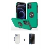 MARSİLYAN™- iPhone 12 Pro Max Kılıf Odak Form Prime - Siyah 3D Antistatik Hayalet Cam Ekran Koruyucu + Shine Kamera Lens - LT