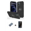 MARSİLYAN™- iPhone 12 Pro Max Kılıf Odak Form Prime - Siyah 3D Antistatik Hayalet Cam Ekran Koruyucu + Shine Kamera Lens Koruma Cam - SH