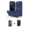 MARSİLYAN™- iPhone 12 Pro Max Kılıf Odak Form Prime - Siyah 3D Antistatik Hayalet Cam Ekran Koruyucu + Neon Fosforlu Kamera Lens - TU