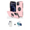 MARSİLYAN™- iPhone 12 Pro Max Kılıf Odak Form Prime - Siyah 3D Antistatik Seramik Nano Ekran Koruyucu + Shine Kamera Lens - LT